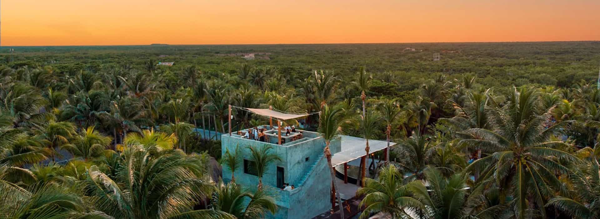 The golden hour at Maya Tulum located in nature